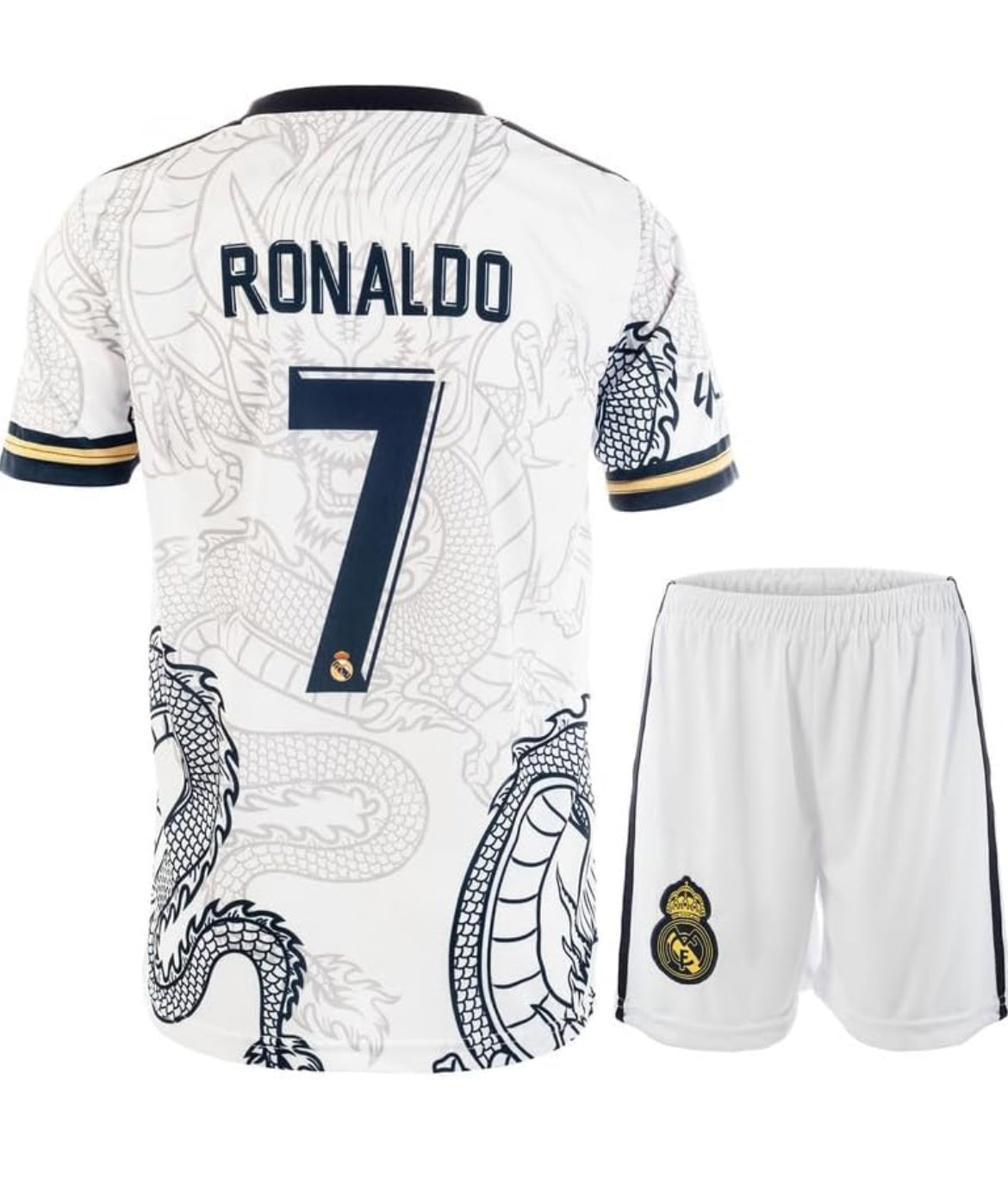 Real Madrid Dragon Edition Football Jersey & Shorts Set – Ronaldo/Bellingham – Limited Edition Kit 2024
