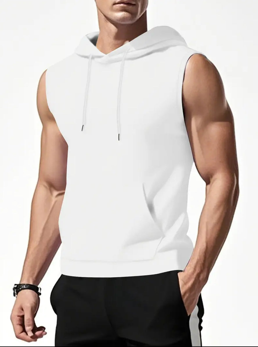 Men’s/Women’s Sleeveless Hoodie in Black and White – Soft and Comfortable, Perfect for Spring and Summer