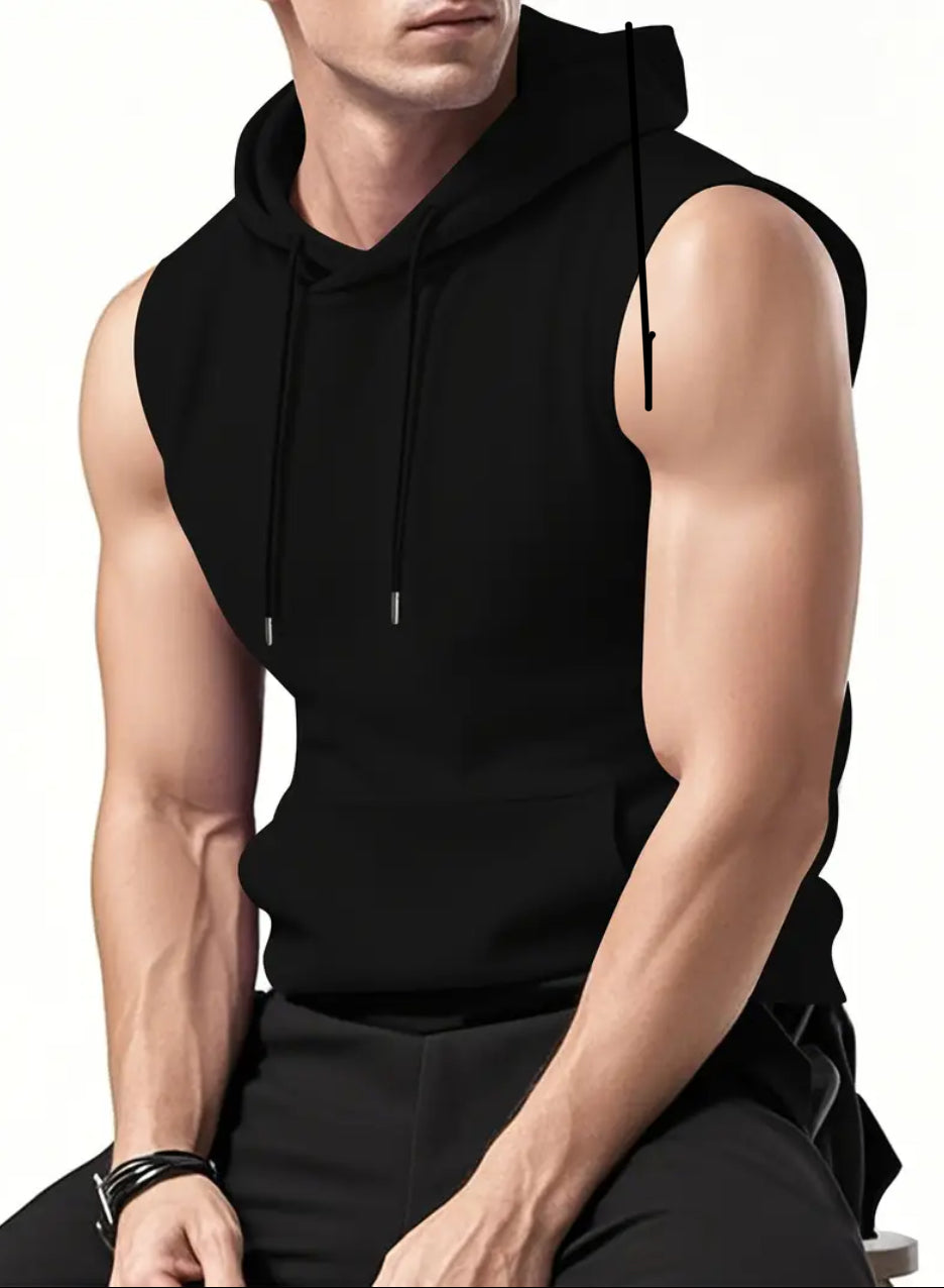 Men’s/Women’s Sleeveless Hoodie in Black and White – Soft and Comfortable, Perfect for Spring and Summer