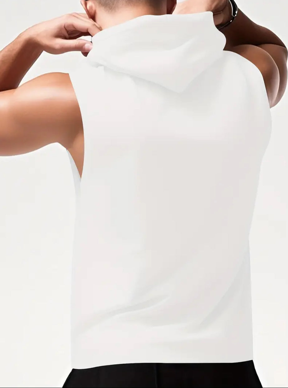 Men’s/Women’s Sleeveless Hoodie in Black and White – Soft and Comfortable, Perfect for Spring and Summer