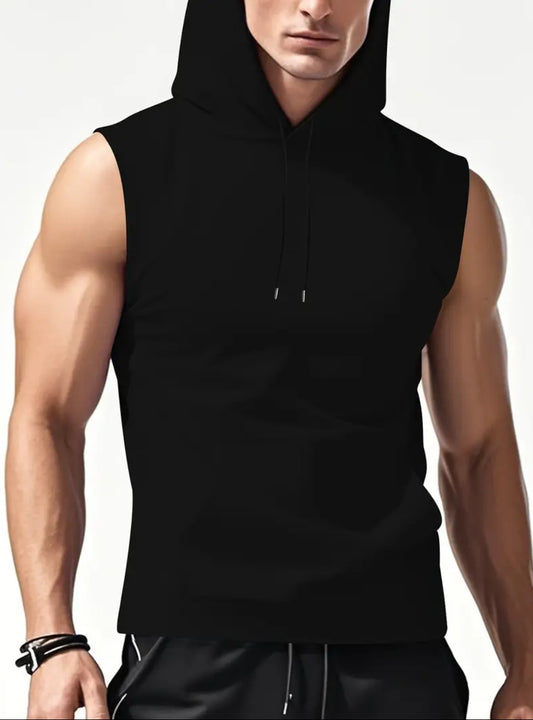 Men’s/Women’s Sleeveless Hoodie in Black and White – Soft and Comfortable, Perfect for Spring and Summer