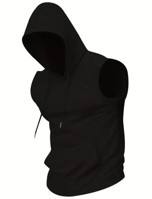 Men’s/Women’s Sleeveless Hoodie in Black and White – Soft and Comfortable, Perfect for Spring and Summer